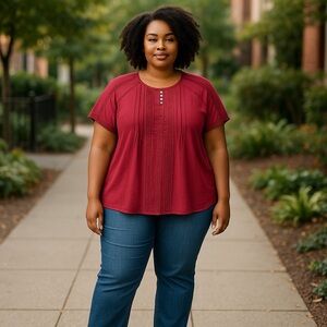 Embroidered short sleeve blouse NWOT size 2XL